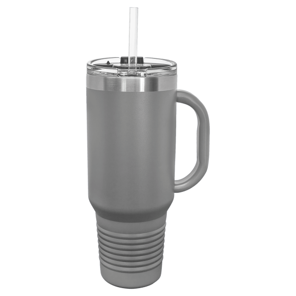 40 oz. DARK GRAY TRAVEL MUG-Engraving included. Some exceptions may apply.