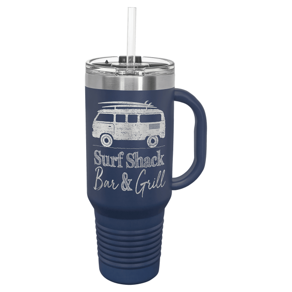 40 oz. NAVY BLUE TRAVEL MUG-Engraving included. Some exceptions may apply. - Image 2