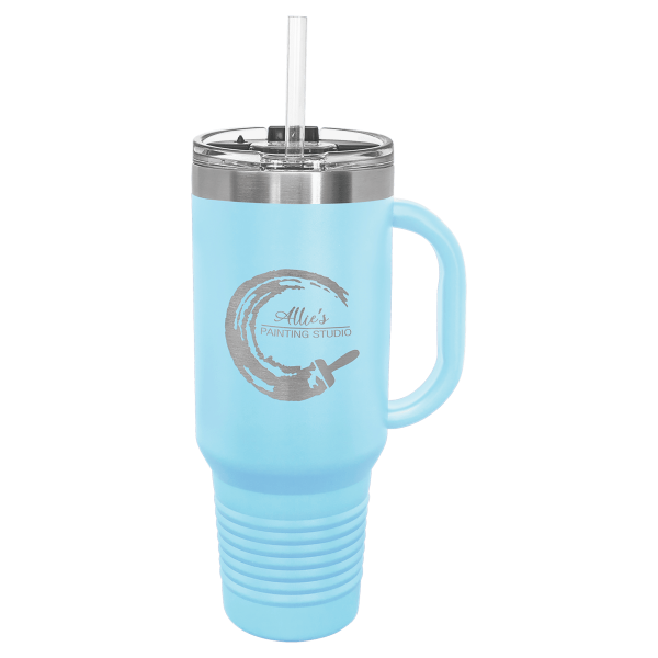40 oz.  SKY BLUE TRAVEL MUG-Engraving included. Some exceptions may apply. - Image 2
