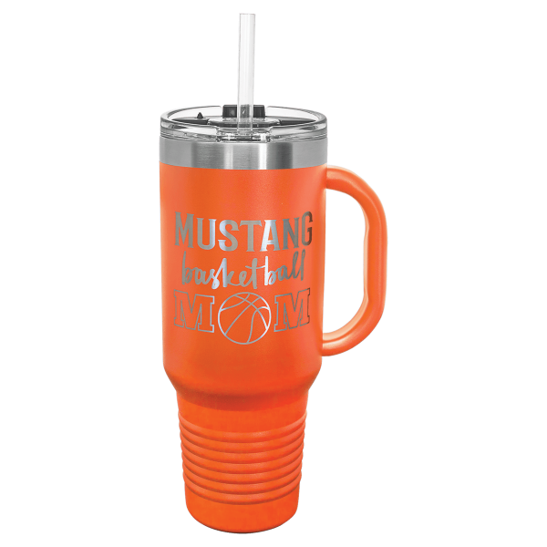 40 oz.  ORANGE TRAVEL MUG-Engraving included. Some exceptions may apply. - Image 2