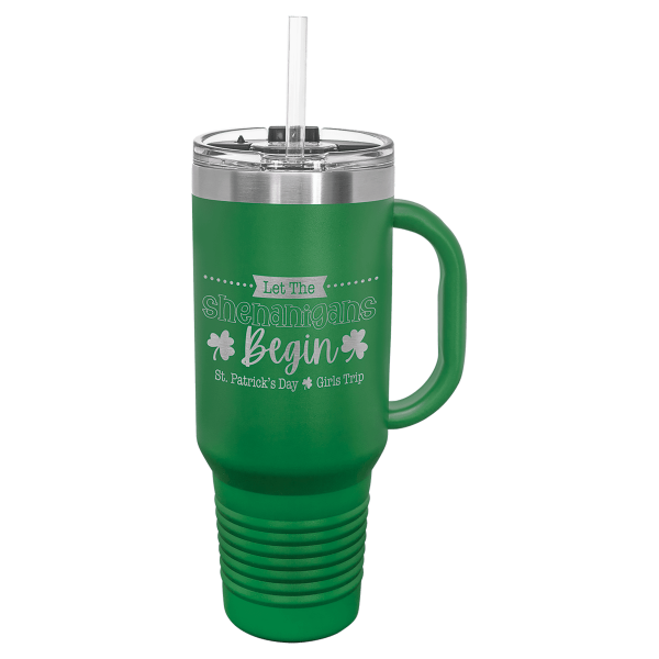 40 oz.  GREEN TRAVEL MUG-Engraving included. Some exceptions may apply. - Image 2