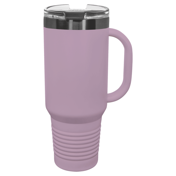 40 oz.  MOODY LILAC TRAVEL MUG-Engraving included. Some exceptions may apply.