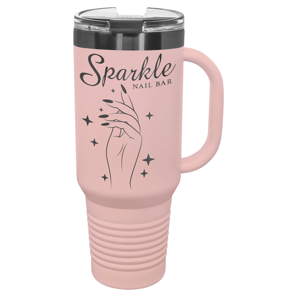 40 oz.  BLUSH TRAVEL MUG-Engraving included. Some exceptions may apply. - Image 2
