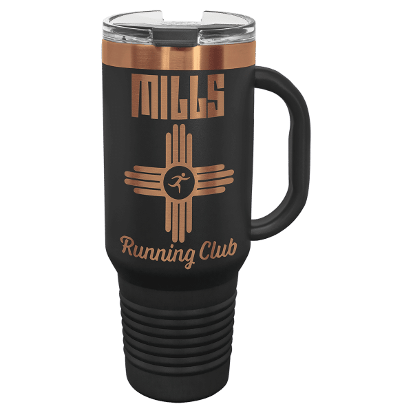40 oz.  BLACK/ ROSE GOLD TRAVEL MUG-Engraving included. Some exceptions may apply. - Image 2