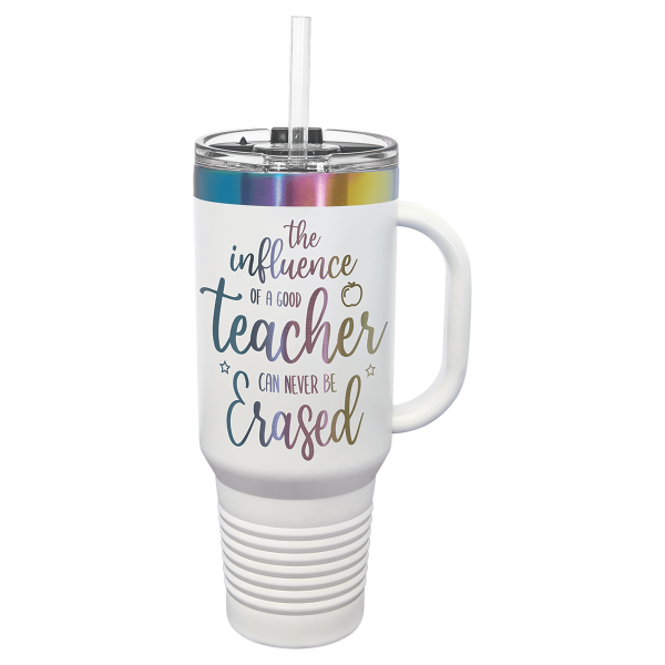 40 oz.  WHITE/ PRISM TRAVEL MUG-Engraving included. Some exceptions may apply. - Image 2