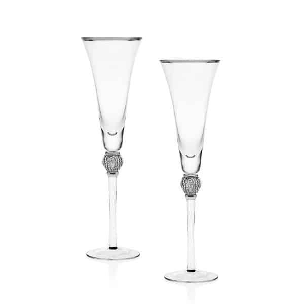 Silver Rimmed Bridal Wine Glasses. Set of 2-Engraving included. Some exceptions may apply.
